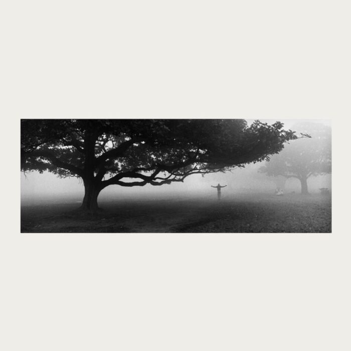 Black and white panoramic documentary photograph of Kolkata by Rajib De, analogue film